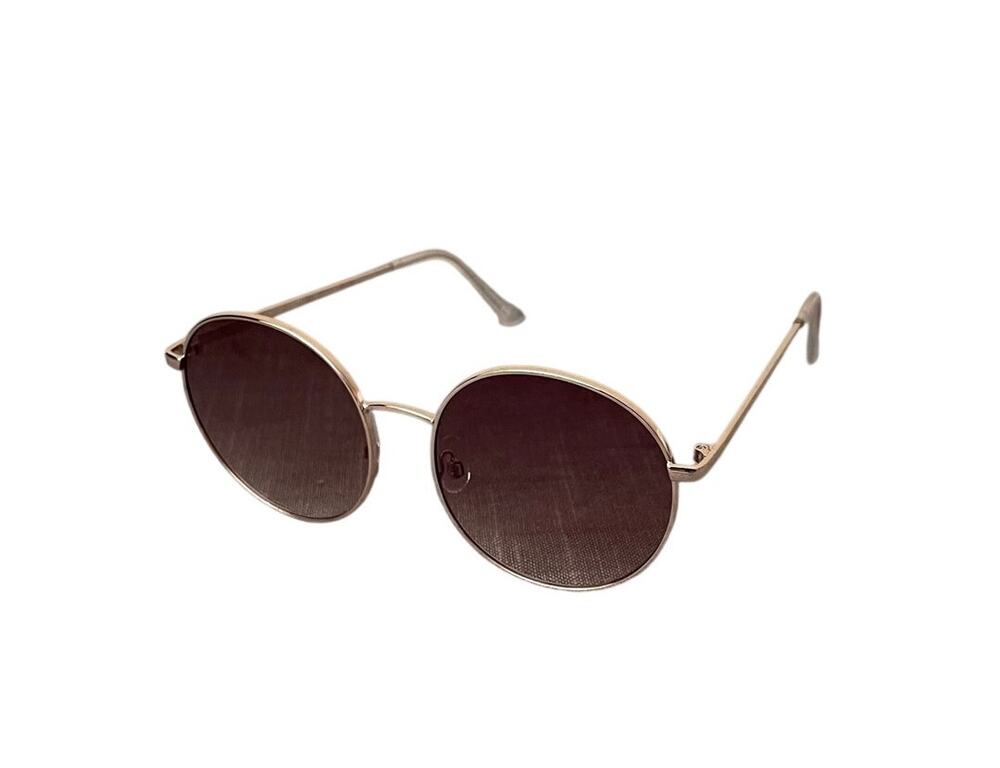 New Womens Brown Gradient Lenses Gold Rose Retro Metal Round Sunglasses